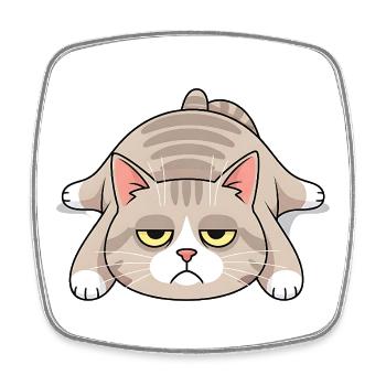 Grim late riser cat morning grouch - Square fridge magnet - white - Front