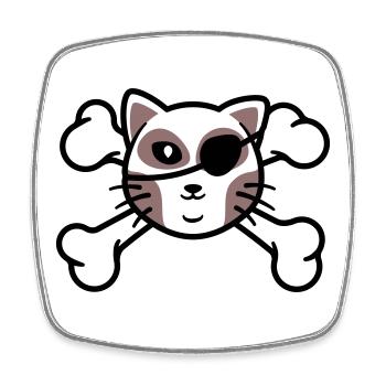 Pirate Kitten Skull Patch - Square fridge magnet - white - Front