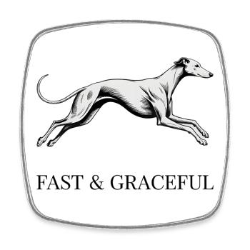 Greyhound Fast & Graceful – Minimalistisches Hundegeschenk - Viereckiger Kühlschrankmagnet - Weiß - Vorne