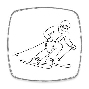 Skier Illustration - Square fridge magnet - white - Front