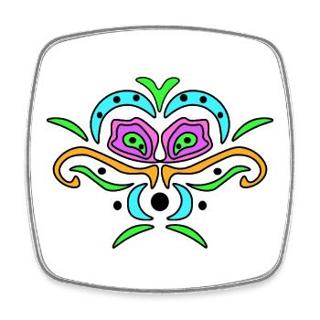 Farb-Mandala Maske - Viereckiger Kühlschrankmagnet - Weiß - Vorne
