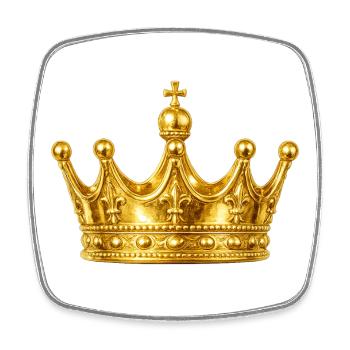 Goldene Krone Ornament - Viereckiger Kühlschrankmagnet - Weiß - Vorne