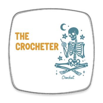 Drôle d’amoureux du crochet Le crocheteur Crochet squelette - Magnet carré - blanc - Devant