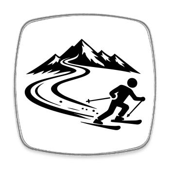 Ski Berge Piste - Viereckiger Kühlschrankmagnet - Weiß - Vorne