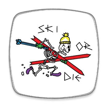 ski_or_die - Square fridge magnet - white - Front