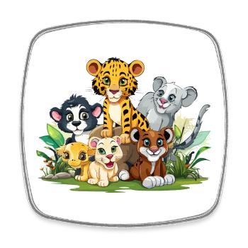 Amoureux des animaux dans la jungle - Magnet carré - blanc - Devant