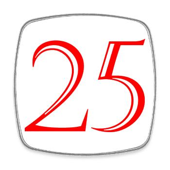 25. 25 YEARS. 25th ANNIVERSARY. 25 YEARS ANNIVERSARY. - Square fridge magnet - white - Front