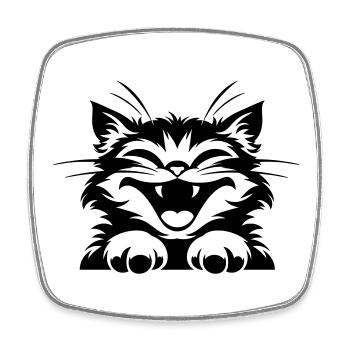 Laughing Cat with Paws: Funny Cats T-Shirt - Square fridge magnet - white - Front