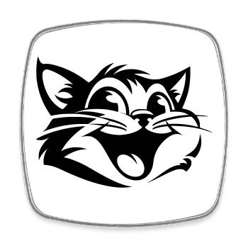 Laughing Cat | Funny Cats T-Shirt - Square fridge magnet - white - Front