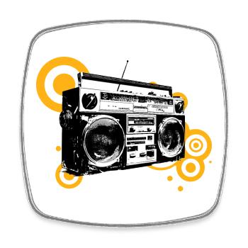 Boombox Retro Pop Art - Square fridge magnet - white - Front