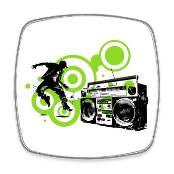 Cercles Lime Abstraits Noir danseur Hip Hop - Magnet carré - blanc - Devant