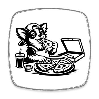 Enfants mangeurs de pizzas au chihuahua - Magnet carré - blanc - Devant