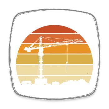 Crane Operator Retro Design – Construction Site & Construction Crane - Square fridge magnet - white - Front