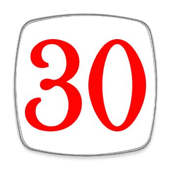 30. 30 ANS. 30e ANNIVERSAIRE. ANNIVERSAIRE 30 ANS. - Magnet carré - blanc - Devant
