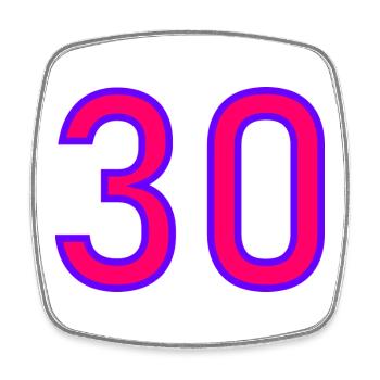 30. 30 ANS. 30e ANNIVERSAIRE. ANNIVERSAIRE 30 ANS. - Magnet carré - blanc - Devant