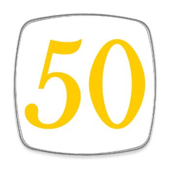 50. 50 JAHRE. 50-JÄHRIGES JUBILÄUM. 50-JÄHRIGES JUBILÄUM. - Viereckiger Kühlschrankmagnet - Weiß - Vorne