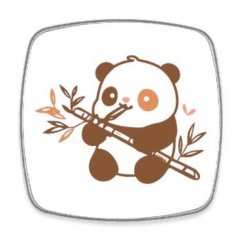 Kuschelpanda mit Bambus - Viereckiger Kühlschrankmagnet - Weiß - Vorne