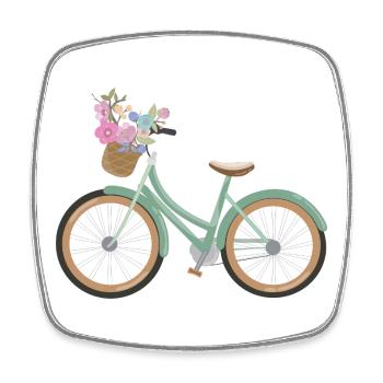 Rad_mit_Blumen - Square fridge magnet - white - Front