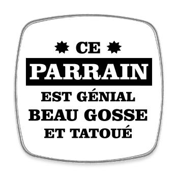 Le parrain beau gosse  - Magnet carré - blanc - Devant