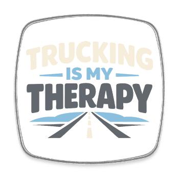Trucking Therapy Road is my therapy trucker - Square fridge magnet - white - Front