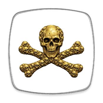 Golden Skull Cross - Square fridge magnet - white - Front