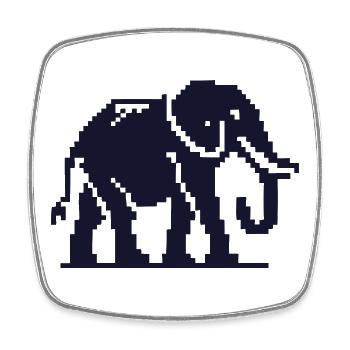 Elefant Pixelkunst Dunkelblau - Viereckiger Kühlschrankmagnet - Weiß - Vorne