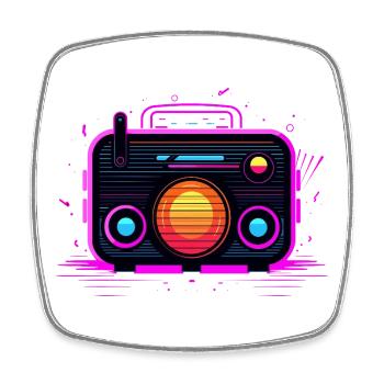Retro Radio Retrowave - Viereckiger Kühlschrankmagnet - Weiß - Vorne