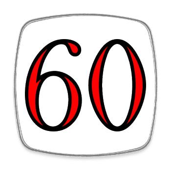60. 60 JAHRE. 60-JÄHRIGES JUBILÄUM. 60. GEBURTSTAG. - Viereckiger Kühlschrankmagnet - Weiß - Vorne