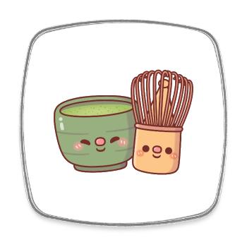 Süße Matcha-und-Whisk-Bestie - Viereckiger Kühlschrankmagnet - Weiß - Vorne