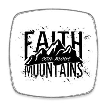 Faith Can Move Mountains - Viereckiger Kühlschrankmagnet - Weiß - Vorne