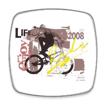 Fahrrad Radfahrer Biker Graffiti 2008 - Viereckiger Kühlschrankmagnet - Weiß - Vorne
