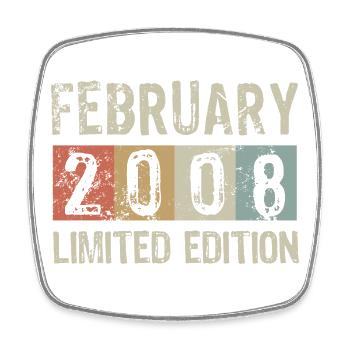 Limited Edition February 2008 Birthday Gift - Square fridge magnet - white - Front