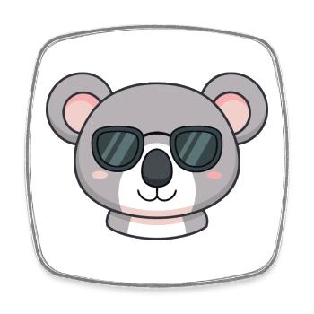 Koala Kawaii Sonnenbrille - Viereckiger Kühlschrankmagnet - Weiß - Vorne