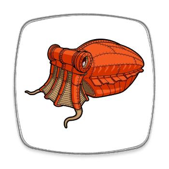 Margate-Orangenkalmar-Tintenfisch-Mekanik - Viereckiger Kühlschrankmagnet - Weiß - Vorne
