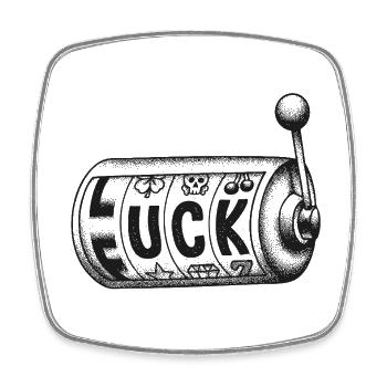 Fuck Luck – Conception de jeux de mots - Magnet carré - blanc - Devant