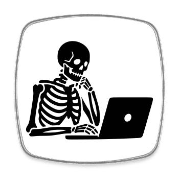 Squelette sur ordinateur portable - Magnet carré - blanc - Devant