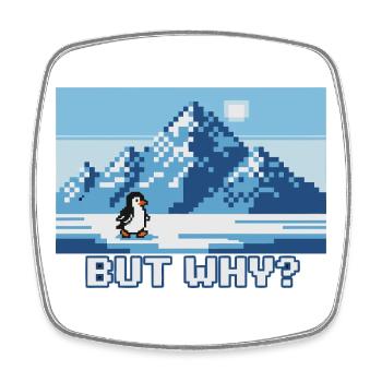 Funny Nihilistic Penguin Greenland Pixel Art - Square fridge magnet - white - Front