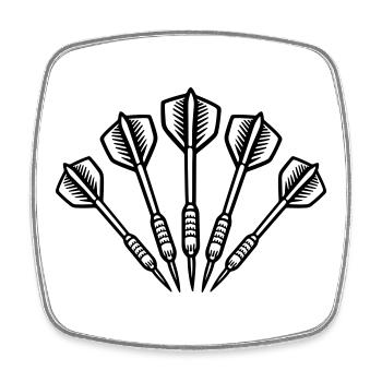 Dartpfeile Darts Symbol - Viereckiger Kühlschrankmagnet - Weiß - Vorne