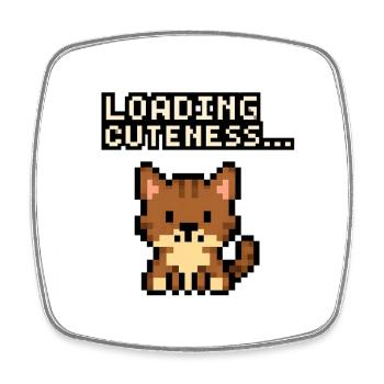 Loading time of the cuteness pixel cat - Square fridge magnet - white - Front