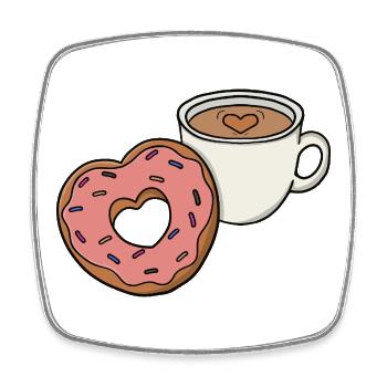 Perfekte Kombination Kaffeetasse und Herzdonut - Viereckiger Kühlschrankmagnet - Weiß - Vorne