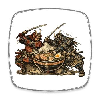 Nouilles ramen : Bataille des samouraïs japonais cool - Magnet carré - blanc - Devant