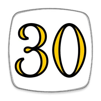 30. 30 ANS. 30e ANNIVERSAIRE. ANNIVERSAIRE 30 ANS. - Magnet carré - blanc - Devant