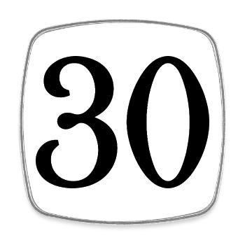 30. 30 ANS. 30e ANNIVERSAIRE. ANNIVERSAIRE 30 ANS. - Magnet carré - blanc - Devant