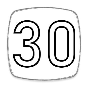 30. 30 ANS. 30e ANNIVERSAIRE. ANNIVERSAIRE 30 ANS. - Magnet carré - blanc - Devant