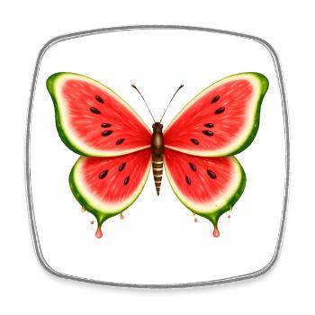 Sommerlicher Melonen-Schmetterling - Viereckiger Kühlschrankmagnet - Weiß - Vorne