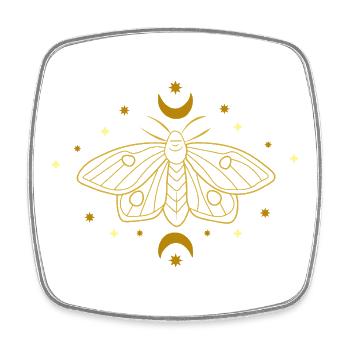 Papillon doré dans le cercle lunaire - Magnet carré - blanc - Devant