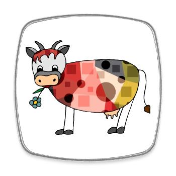 Cow - Square fridge magnet - white - Front
