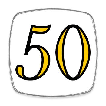50. 50 ANS. 50e ANNIVERSAIRE. ANNIVERSAIRE 50 ANS. - Magnet carré - blanc - Devant