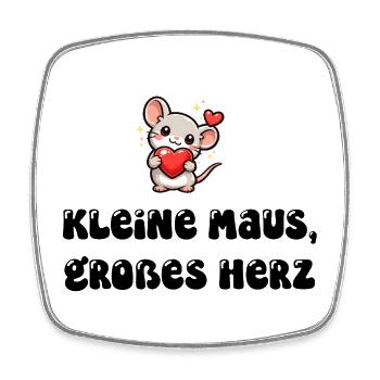 Maus mit Herz - Viereckiger Kühlschrankmagnet - Weiß - Vorne