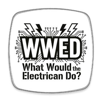 WWED: What Would the Electrician Do? Fun Gift - Square fridge magnet - white - Front